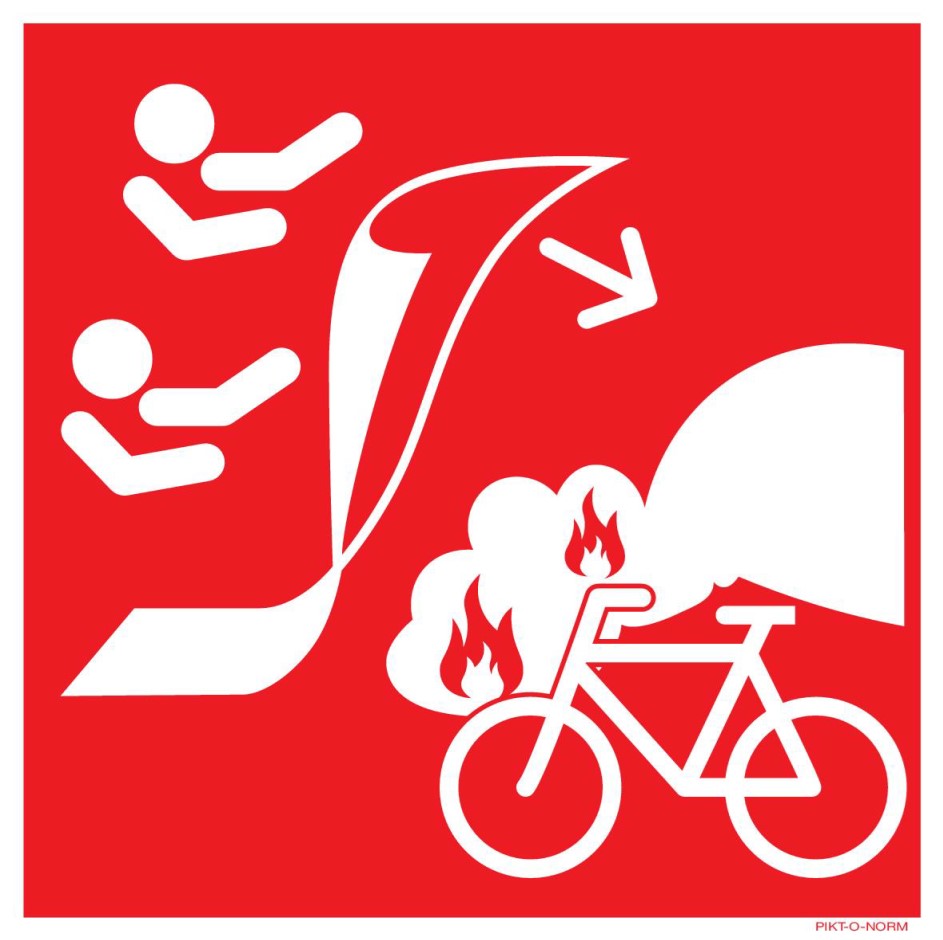 Pictogram PVC Branddeken voor Elektrische Fiets – 20 x 20 cm